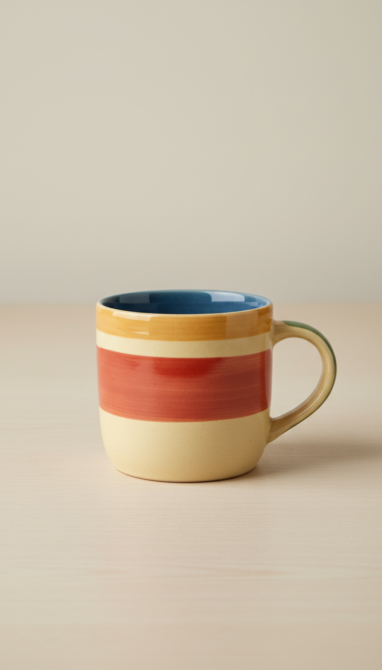 Taza cerámica con asa ancha